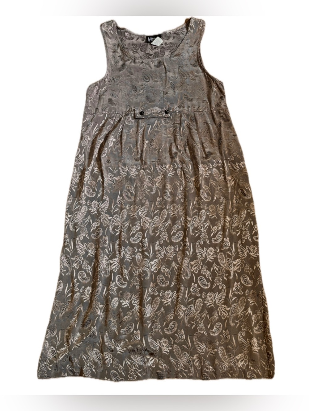 Vintage Whirlaway Frocks Brown Paisley Floral Dress Size 10 Petite 10P Boho